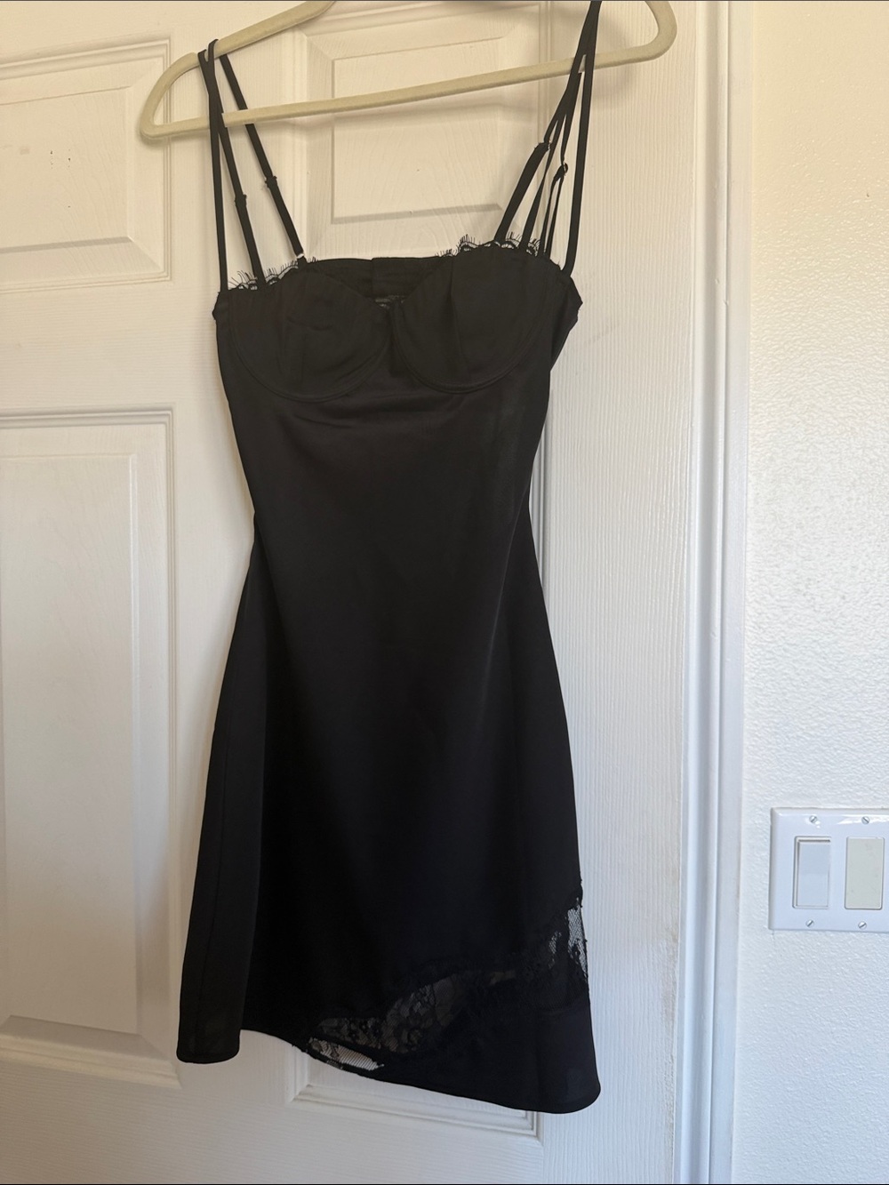 Meshki Black Lace Trim Slip Dress - Women